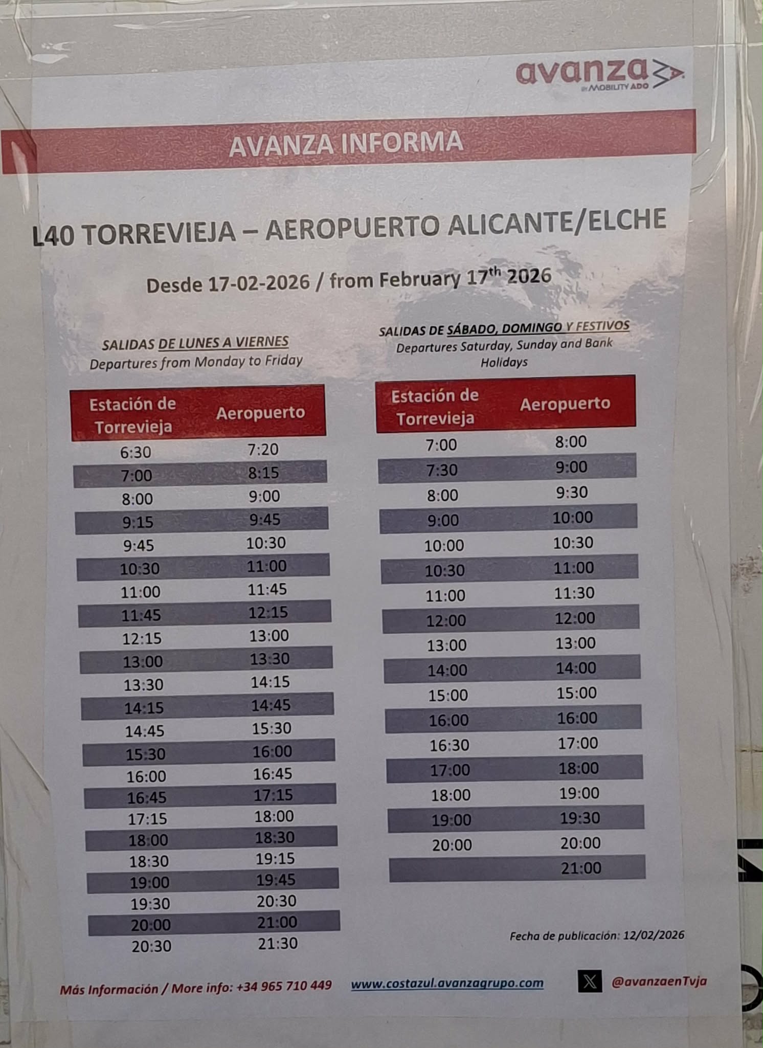 Buszmegálló Torreviejában